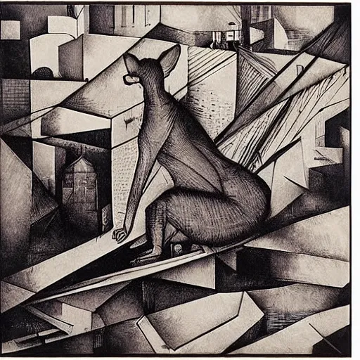 Image similar to large small giant building web dingo chinon toy vinyl record , by Amedeo Modigiliani and Albrecht Durer and Greg Rutkowski , An ink drawing , smooth , cubist