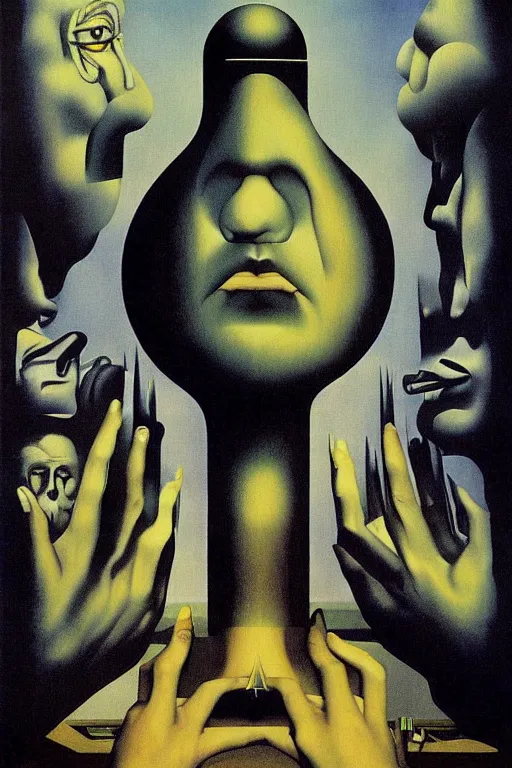 Image similar to Bauhaus Poster by Richard Corben, by René Magritte, surrealism, gothic, baroque