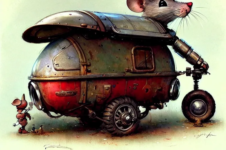 Prompt: adventurer ( ( ( ( ( 1 9 5 0 s retro future robot mouse wagon home. muted colors. ) ) ) ) ) by jean baptiste monge!!!!!!!!!!!!!!!!!!!!!!!!! chrome red