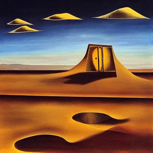 Prompt: “a painting by Salvador Dali of some abstract architecture in the desert .”