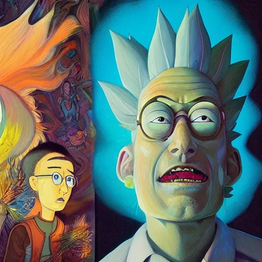 Image similar to successful mohawk projector portrait by gaston bussierre and charles vess and james jean and erik jones and rhads, inspired by rick and morty, epic, funny, huge scale, beautiful fine face features, intricate high details, sharp, ultradetailed