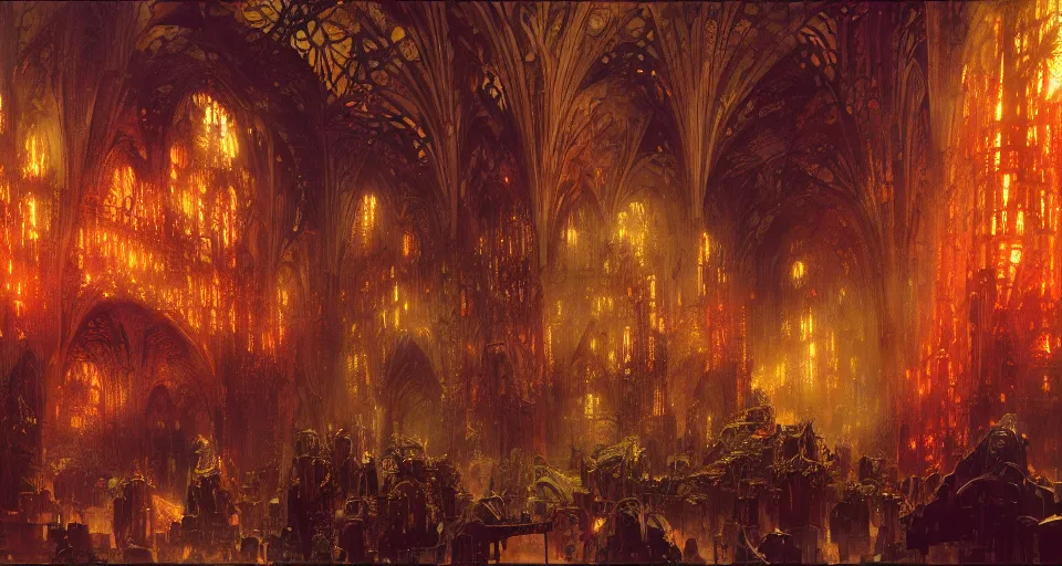 Prompt: looking up at khazad - dum interior, intricate, vivid colors, elegant, highly detailed, john park, frazetta, john howe, ruan jia, jeffrey catherine jones