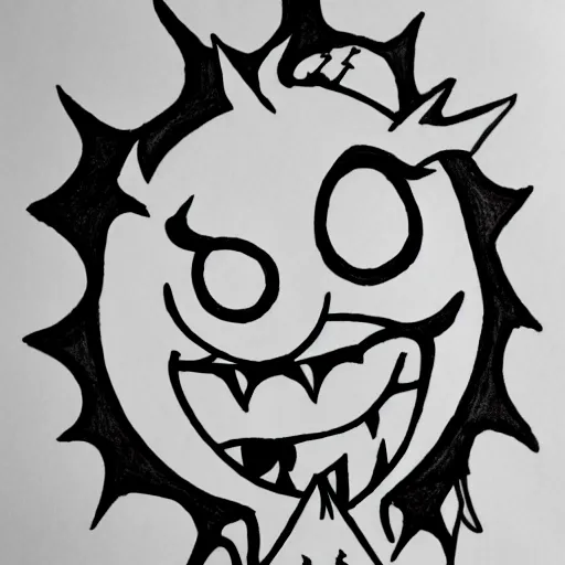 Prompt: sharpie drawing with a black outline of a cute monster