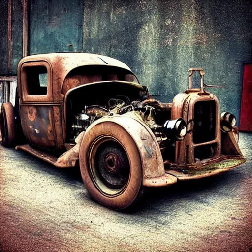 Image similar to “steampunk” “rat rod” truck 4k HD