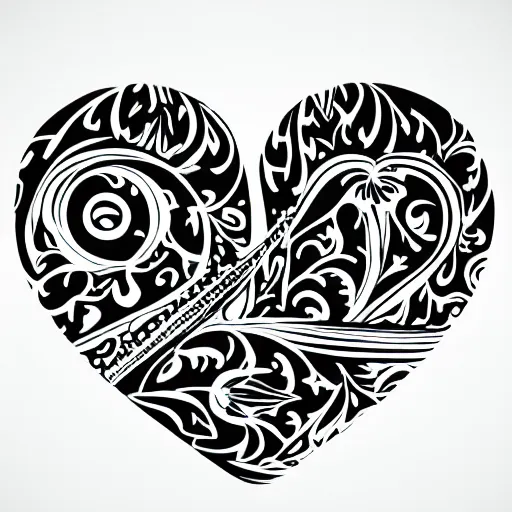 Image similar to clean black and white print on white paper, high contrast, logo of a symmetric heart with a stylized dancer silhouette inside