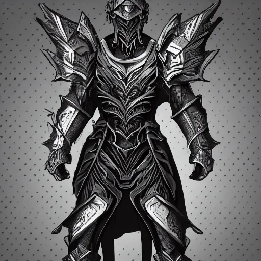 Prompt: a highly detailed digital art of a man wearing a epic shadow armor