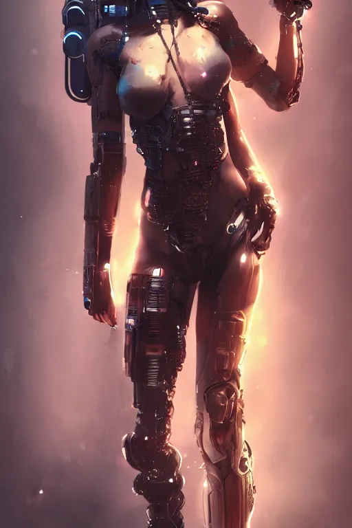 Image similar to entire body, cyberpunk, cyberpunk, female character, beautiful head, nice legs, concept art, artstation, intricate details, dramatic lighting