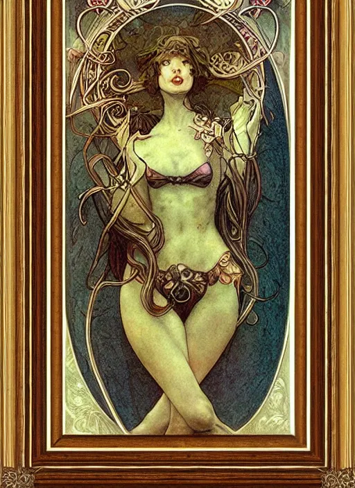 Image similar to an art nouveau picture frame by brian froud