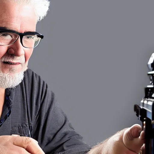 Prompt: large old man with glasses and white hair playing csgo