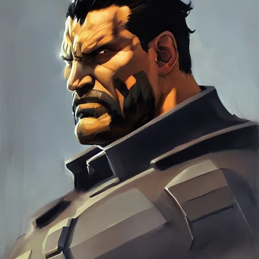 Image similar to greg manchess portrait painting of light frank castle aka punisher as overwatch character, medium shot, asymmetrical, profile picture, organic painting, sunny day, matte painting, bold shapes, hard edges, street art, trending on artstation, by huang guangjian and gil elvgren and sachin teng