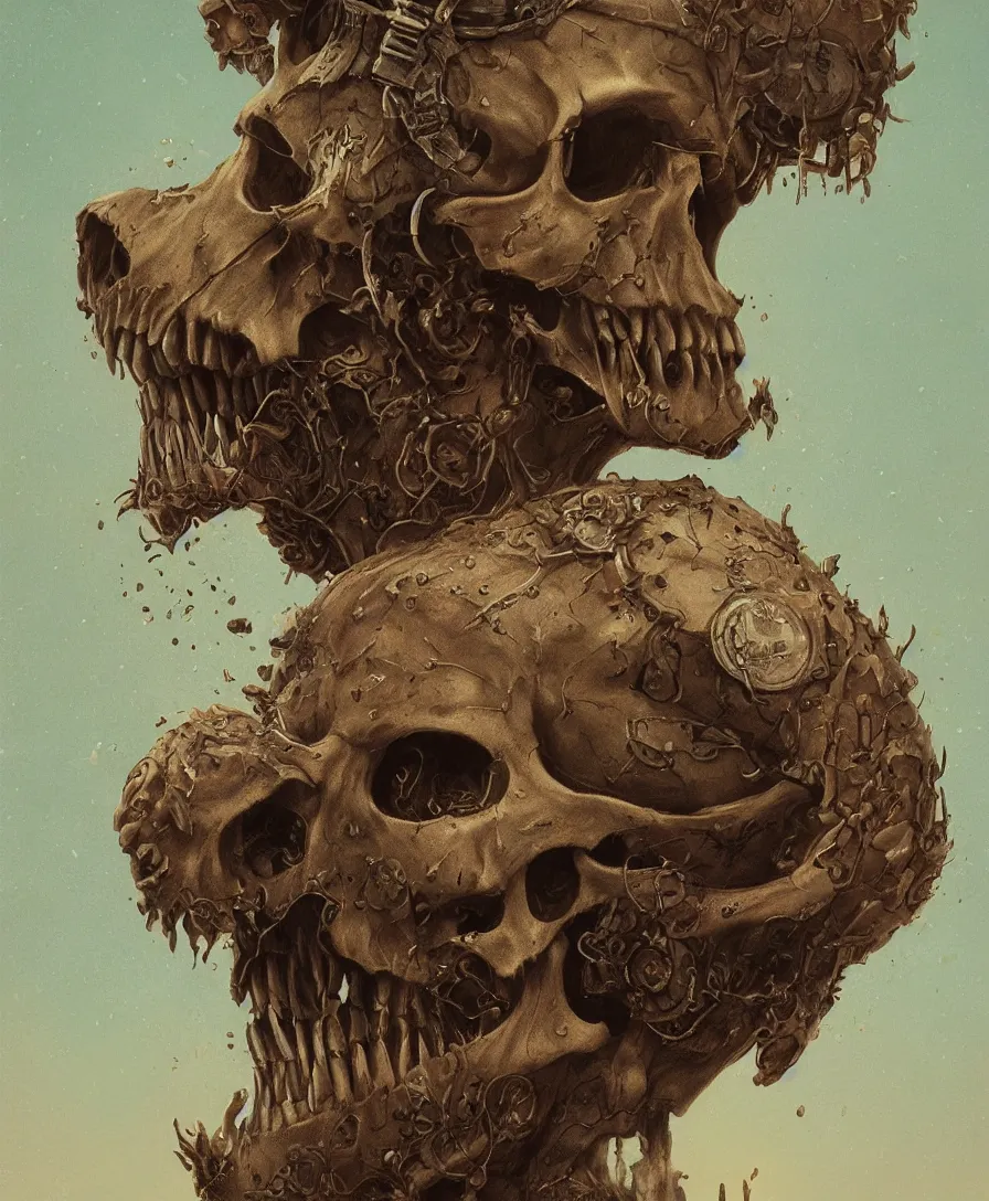 Image similar to close up portrait skull asking, illustrated by simon stalenhag and gaston bussiere, intricate, ultra detailed, photorealistic imagery, trending on artstation, 4 k, 8 k