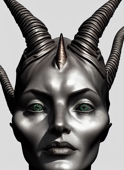 Prompt: stoic statue of maleficent, aesthetic, naturel, symmetrical face, hyper detailed, digital sculpture, trending in artstation, cinematic lighting, studio quality, smooth render, unreal engine 5 rendered, octane rendered