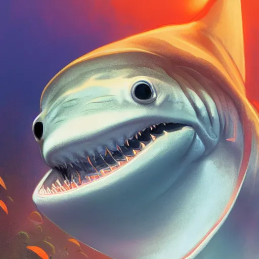 Image similar to orange and white traffic cone great white shark eyes and teeth teeth teeth teeth teeth, tyre mark, wide shot, underwater background detailed atmospheric - ron cheng & alphonse mucha, highly detailed, digital painting, ray tracing, concept art, illustration, smooth sharp focus, intricate, symmetry, artstation,