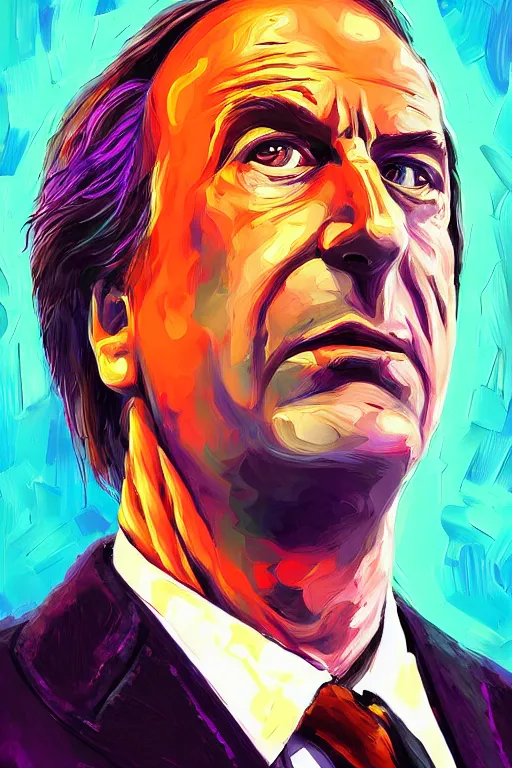 Prompt: saul goodman is from the fourth oil paint dimension, synthwave digital art, by aenami