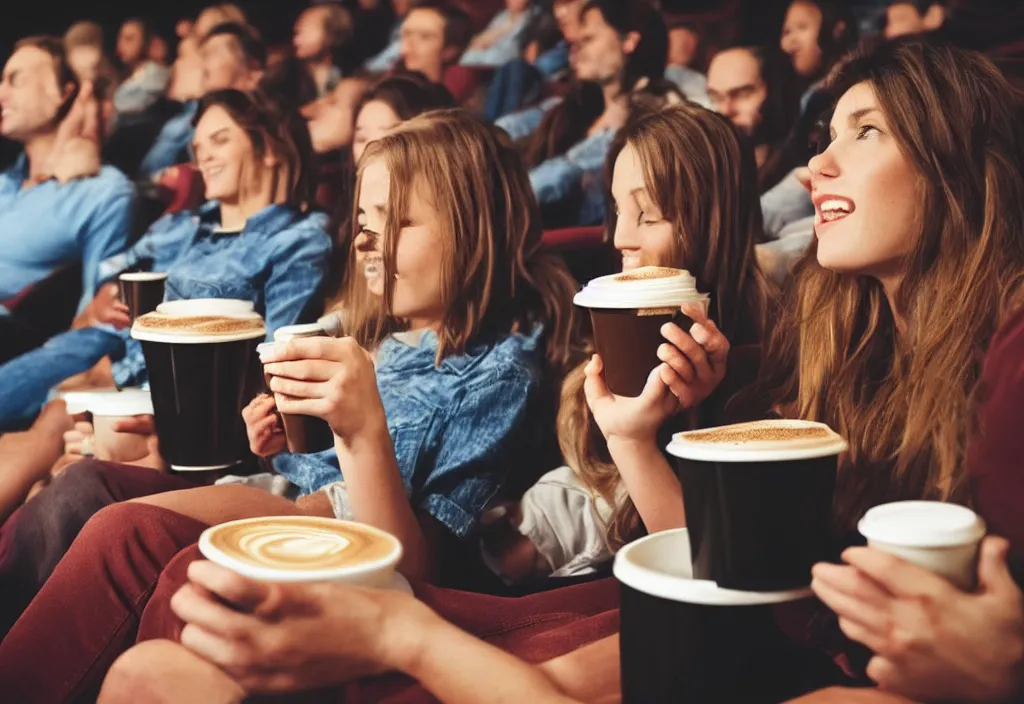 Image similar to coffee beans watching a movie in the cinema