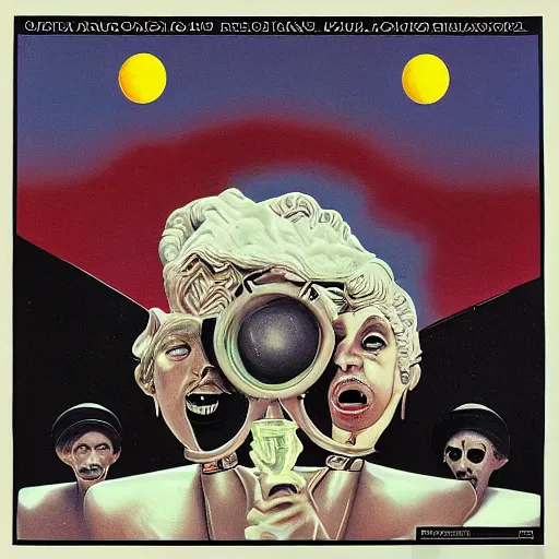 Image similar to a Grammy-Nominated Surrealist album cover, 1980