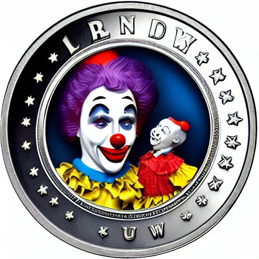 Image similar to The money of clowns coin, photo realistic, highly-detailed, award-winning