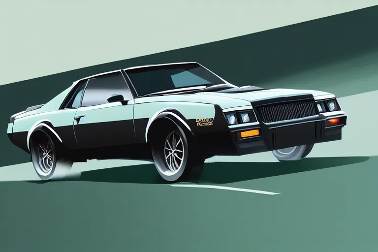 Image similar to digital illustration of buick grand national gnx, by makoto shinkai, ilya kuvshinov, lois van baarle, rossdraws, basquiat