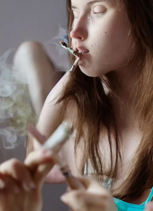 Prompt: seventeen year old female smoking weed for the first time and it goes wrong