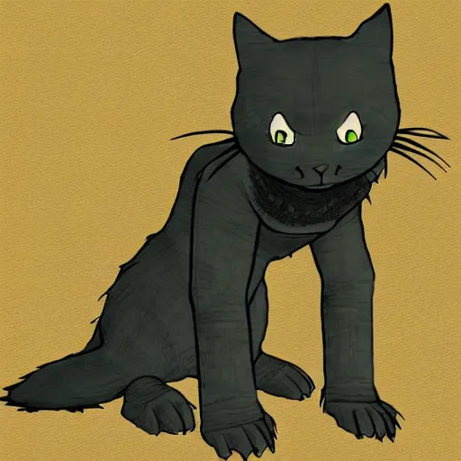 Image similar to cat redesigned by shadow of the colossus boss style