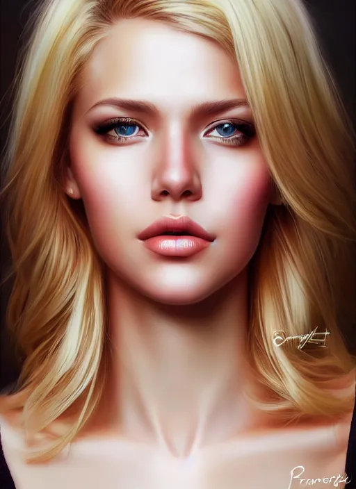 Image similar to photo of a gorgeous blonde female in the style of stefan kostic, realistic, professionally, professionally color graded, full body shot, sharp focus, 8 k high definition, insanely detailed, intricate, elegant, art by stanley lau and artgerm