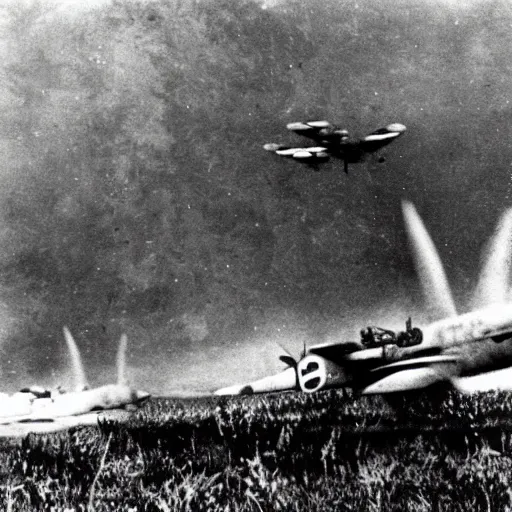 Image similar to ww 2 photo of a stuka dive bombers diving into the battlefield
