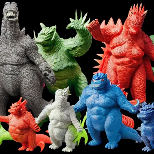 Prompt: godzilla as a sofubi toys