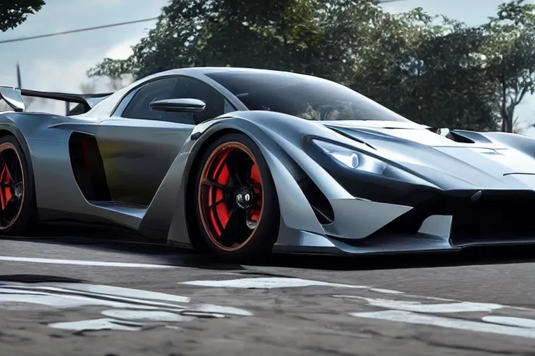 Image similar to sport car gran turismo 7 forza horizon need for speed fast and furious 5 unreal engine supercar hypercar game concept car octane render, 4 khd 2 0 2 2 3 d cgi rtx style chrome reflexion global illumination ray tracing hdr arstation by ian pesty by jesper ejsing pixar and disney unreal