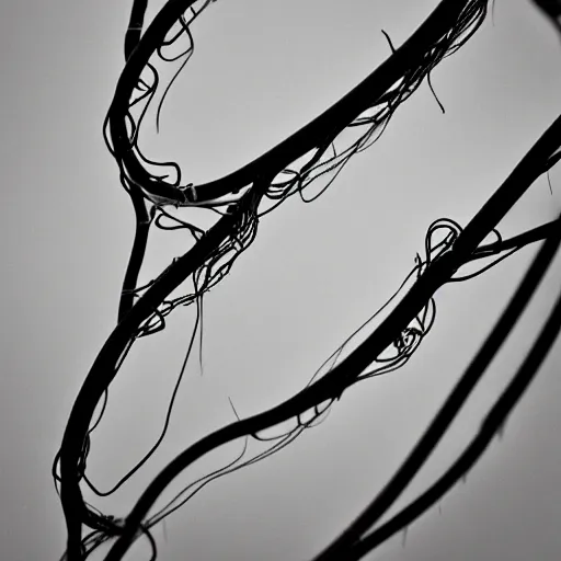 Prompt: tendrils of a climber vine, award winning black and white photography