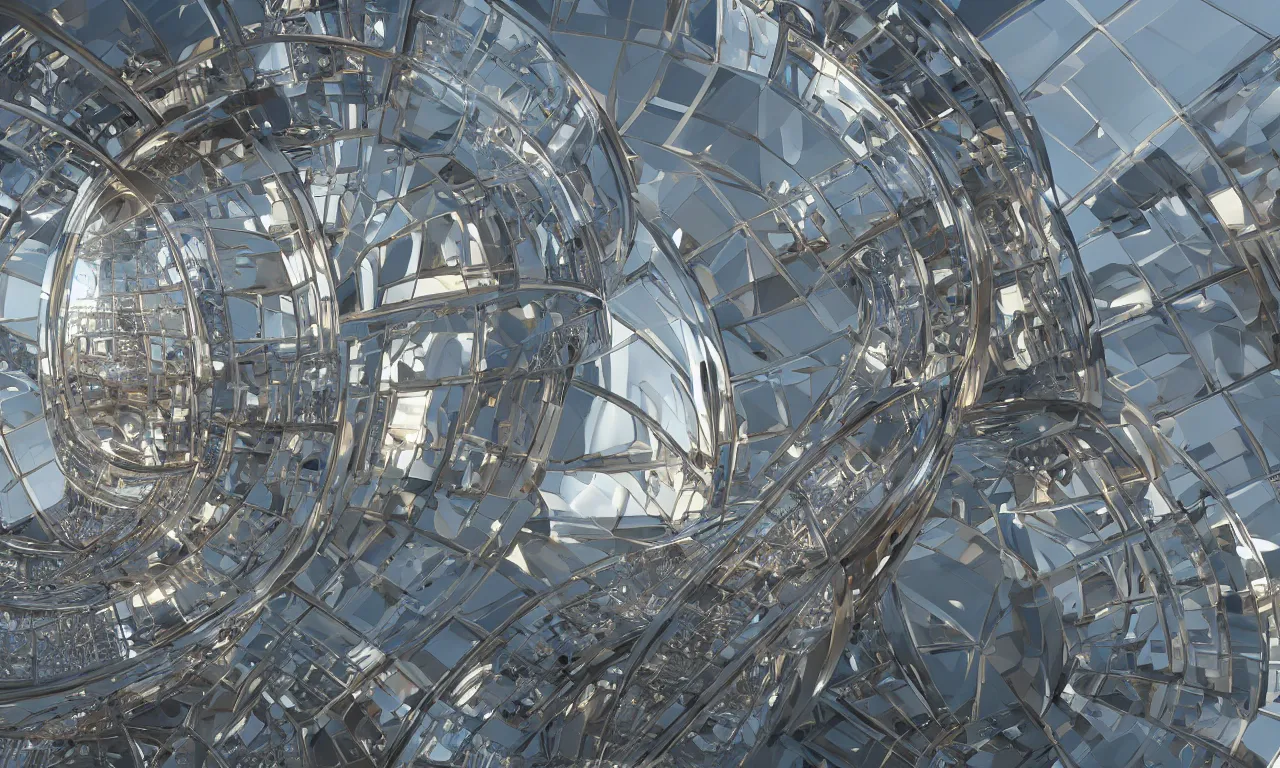 Image similar to infinite stairs reflected in chrome spheres, 3d render, Sunlight Study, Art Nouveau, 8k, extreme detail, sharp focus, octane render