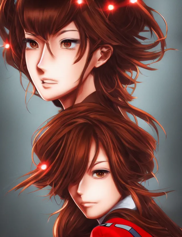 Image similar to a detailed manga portrait of a beautiful brown haired woman in a military uniform glowing with swirling red energy, trending on artstation, digital art, 4 k resolution, detailed, high quality, sharp focus, hq artwork, coherent, insane detail, character portrait