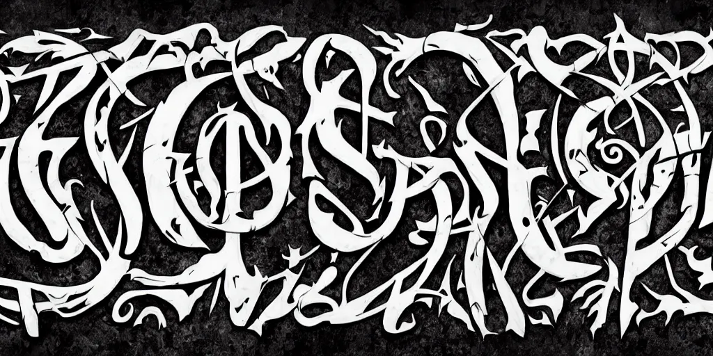 Image similar to the word subsume in death metal typeface, symmetrical, super detailed, chrome, shiny