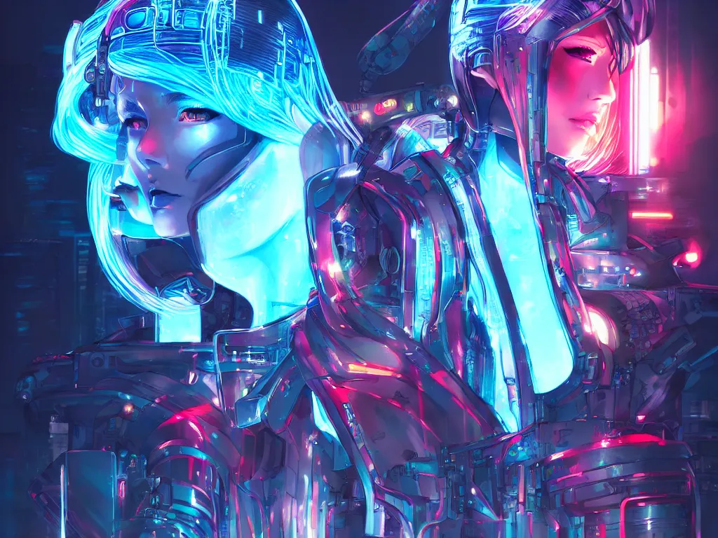 Image similar to portrait anime visual futuristic female cyber warrior, on cyberpunk neon light tokyo rooftop, ssci - fi and fantasy, intricate and very beautiful, concept art, smooth, illustration, art by rossdraws and taekwon kim / a - rang, luxearte and liya nikorov and rongzhen luo