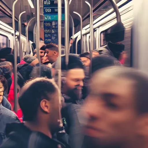 Image similar to people fight in new york city subway, hyper detailed, hd, 8 k,