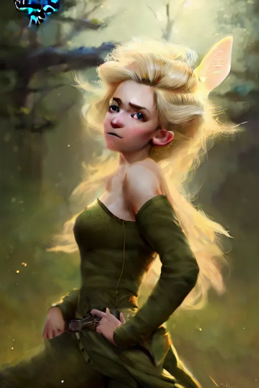 Image similar to cinematic shot of an epic portrait of a cute blonde fairy dressed in military clothes, stylised military clothes, shiny skin, beautiful eyes, beautiful, small details, night setting, realistic poster with volumetric light from craig mallism, artgerm, jeremy lipkin and michael garmash, unreal engine, radiant light, digital art, trends at art station, a masterpiece