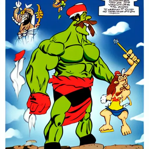 Prompt: asterix in the style of hulk hogan