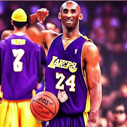 Image similar to Kobe Bryant going super saiyan on the basketball court, photorealistic, sports photography