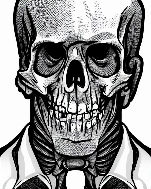 anime manga skull portrait man skeleton, robot cyborg