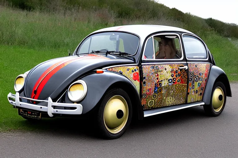 Image similar to gustav klimt vw beetle