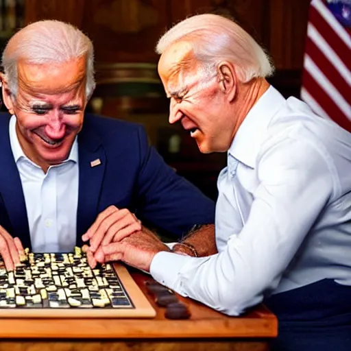 Prompt: joe biden plays go game, go board, white winning, photorealistic