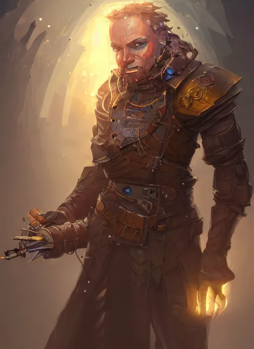 Prompt: dungeons and dragons art of a human artificer, concept art, intense, illustration, digital painting, highly detailed, fantasy, trending on artstation,