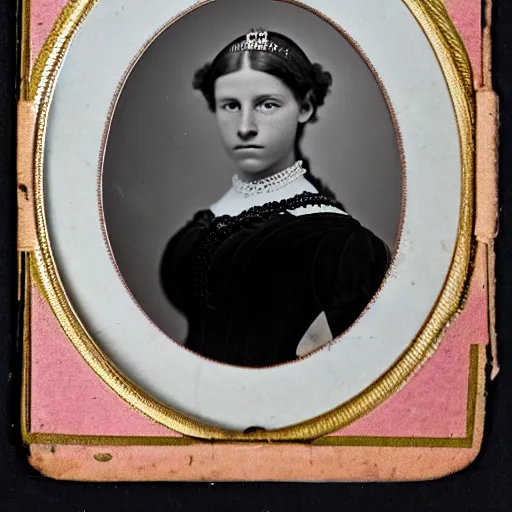 Image similar to clear photography of a beautiful and teenaged princess, circa 1 8 6 1