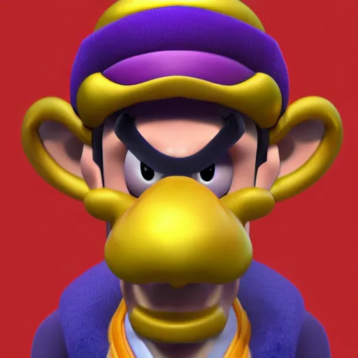 Image similar to a portrait of waluigi , concept art, trending on artstation 3D.