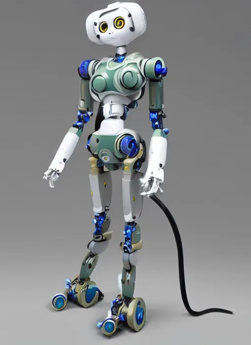 Image similar to Modular anime robot, easily connected and disconnected for easy repairs, fine joints, safe construction for human handling, modestly dressed