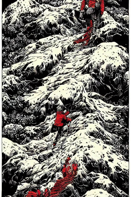 Image similar to climb mountain by yuko shimizu trending on artstation