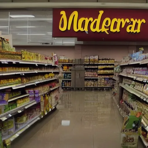 Prompt: a film still of a supermarket in the mandalorian