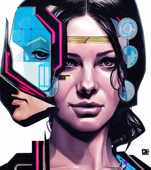 Image similar to portrait of a female android, by DC comics and Sandra Chevrier