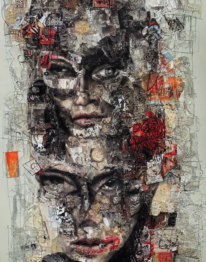 deja vu detailed mixed media collage, conteporary art, | Stable ...