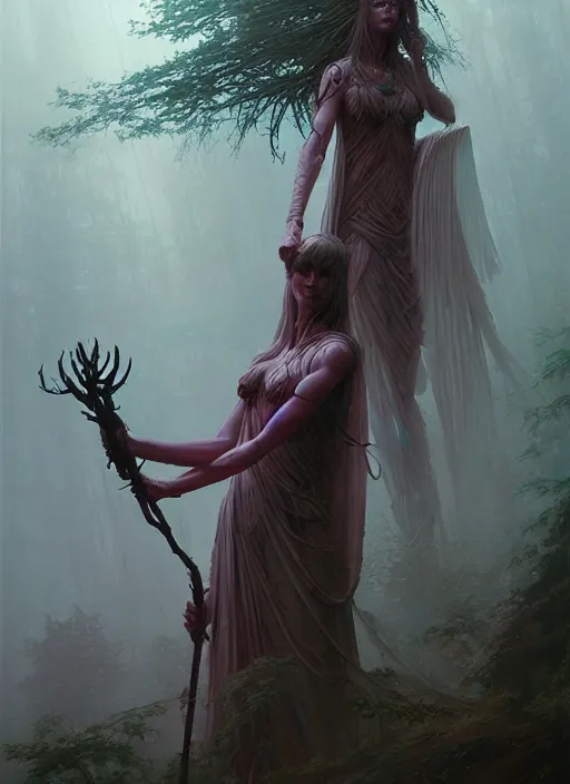 Image similar to Goddess of the forest, trending on Artstation, Greg Rutkowski, Wayne Barlowe