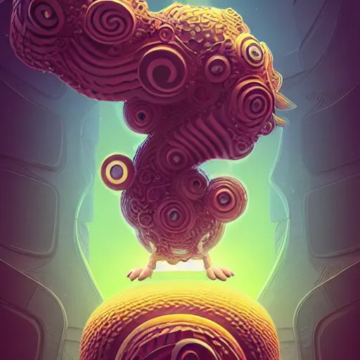 Image similar to a curly pokemon:: by beeple and James Gilleard and Justin Gerard :: ornate, dynamic, particulate, intricate, elegant, highly detailed, centered, artstation, smooth, sharp focus, octane render, 3d